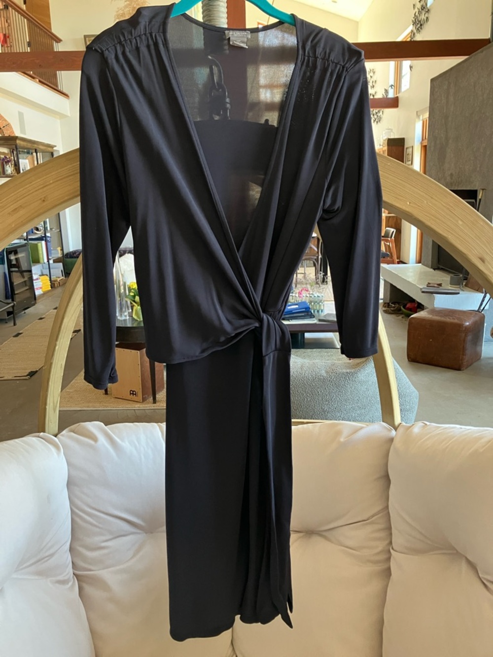 Ann Taylor Black Wrap Robe with Side Tie